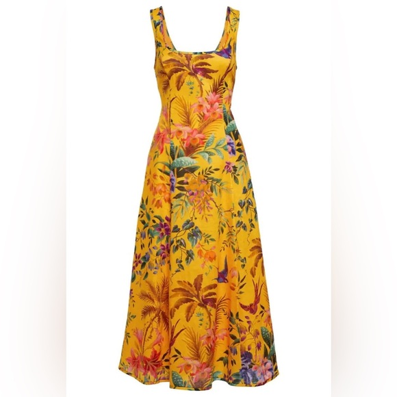 Zimmermann Tropicana Cut Out Midi Dress in Mango Floral - Picture 6 of 14